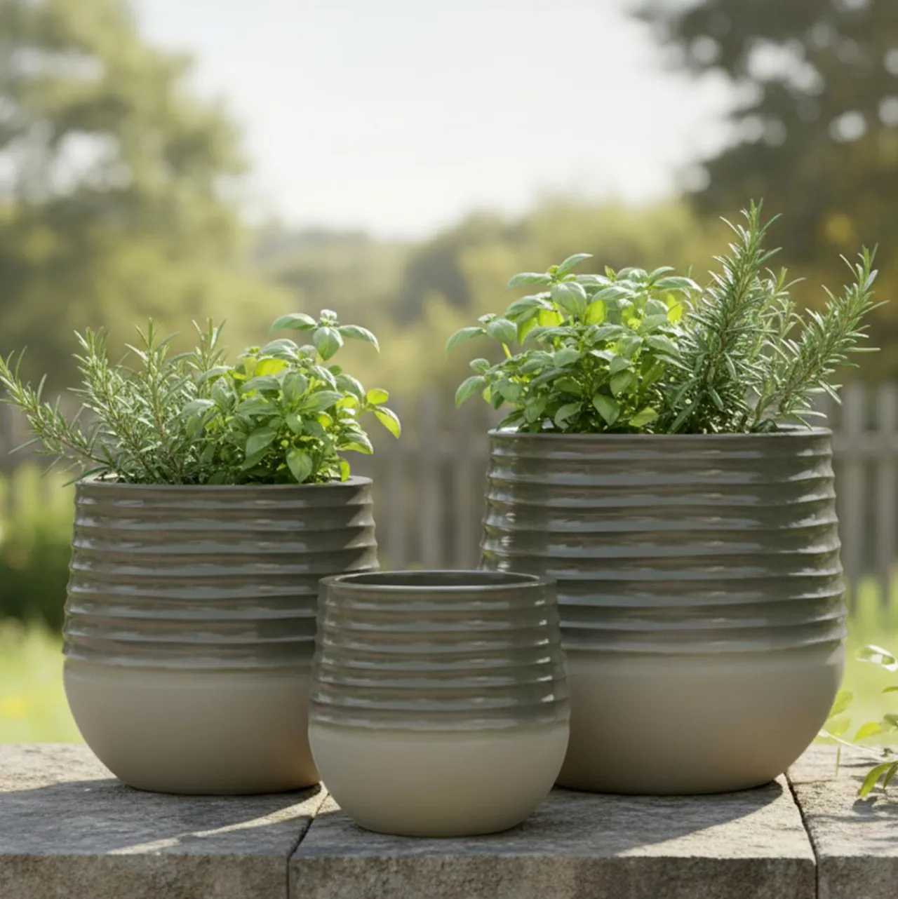 Déco Extérieur Et Cache-Pot|Déco Extérieur Et Cache-Pot|EMINZA Lot de 3 cache-pots d'extérieur ronds (H49-37-27 cm) Jamie Gris