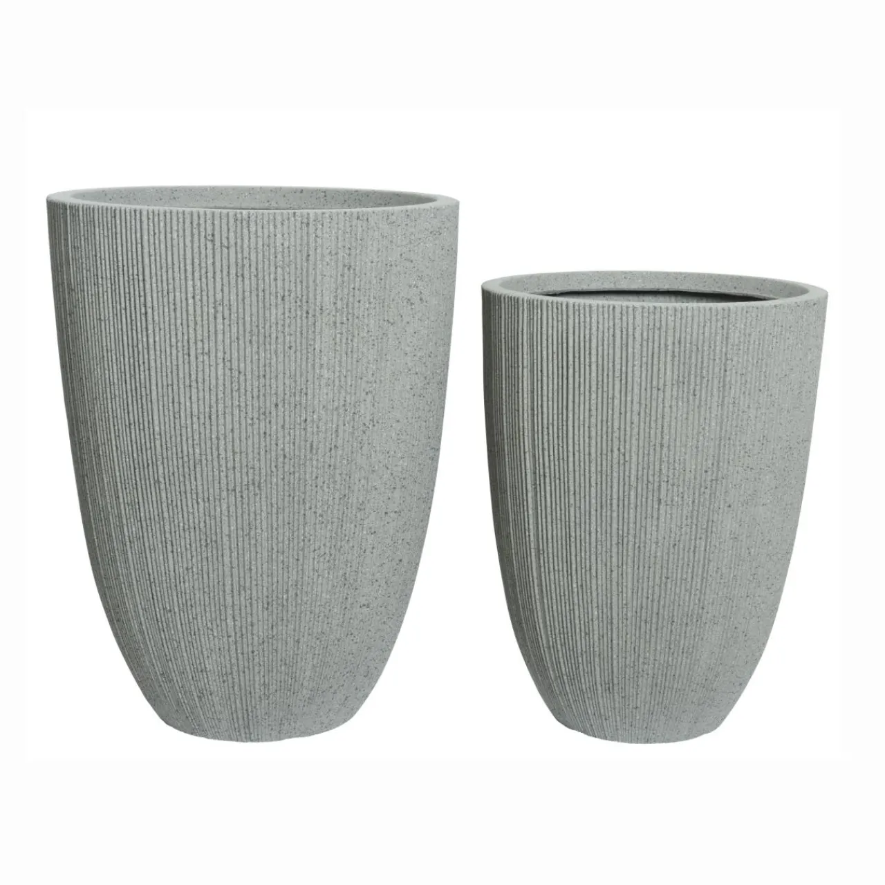 Déco Extérieur Et Cache-Pot|Déco Extérieur Et Cache-Pot|EMINZA Lot de 2 cache-pots d'extérieur (H57-48 cm) Lennox strié Gris clair