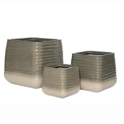 Déco Extérieur Et Cache-Pot|Déco Extérieur Et Cache-Pot|EMINZA Lot de 3 cache-pots d'extérieur carrés (H49-37-27 cm) Jamie Gris