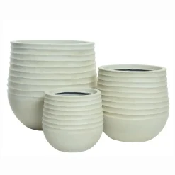 Déco Extérieur Et Cache-Pot|Déco Extérieur Et Cache-Pot|EMINZA Lot de 3 cache-pots d'extérieur ronds (H49-37-27 cm) Jamie Blanc