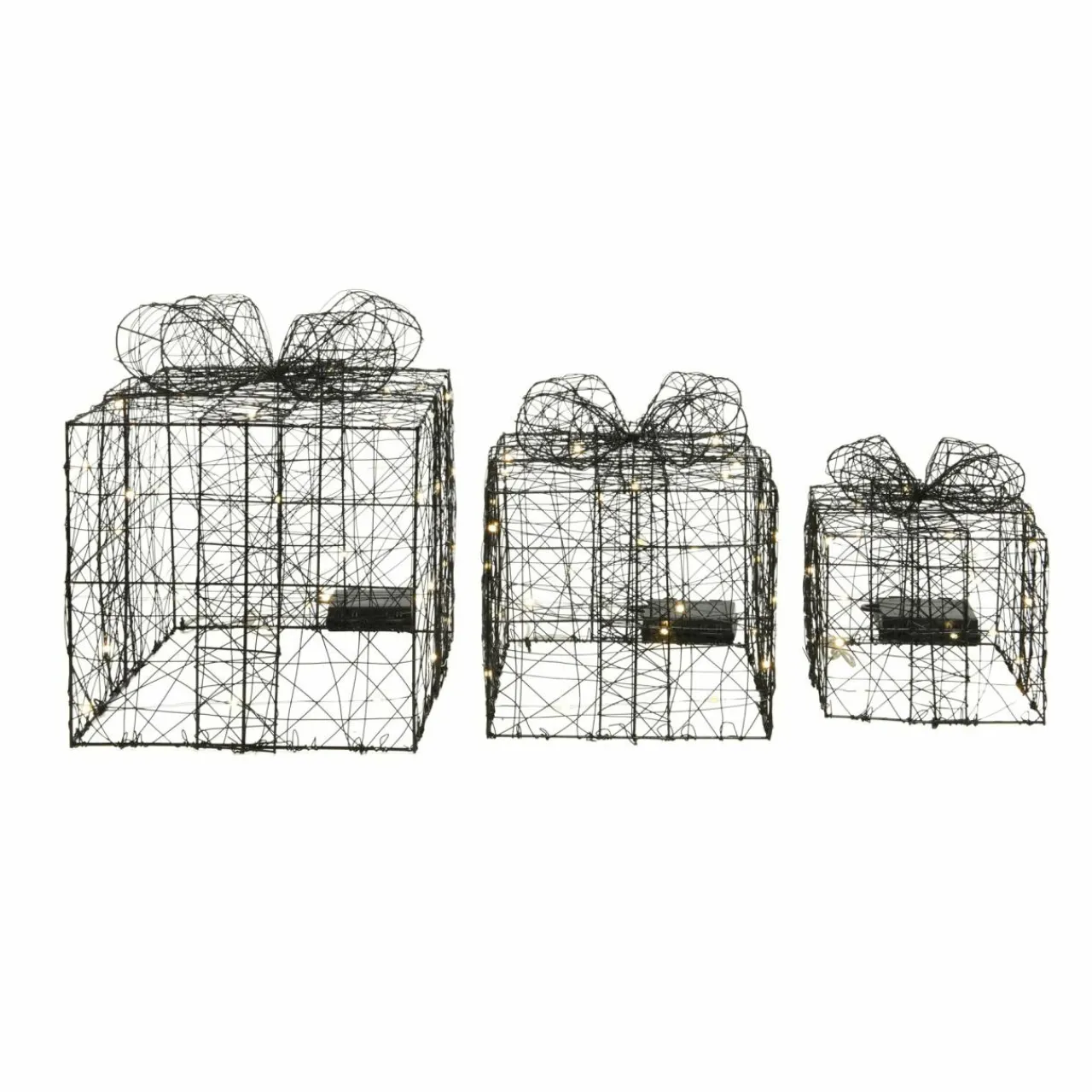 Déco Et Objet De Noël|Déco Et Objet Lumineux|KAEMINGK Lot de 3 cadeaux lumineux à piles 90 LED (H28 cm) Féerie Blanc chaud