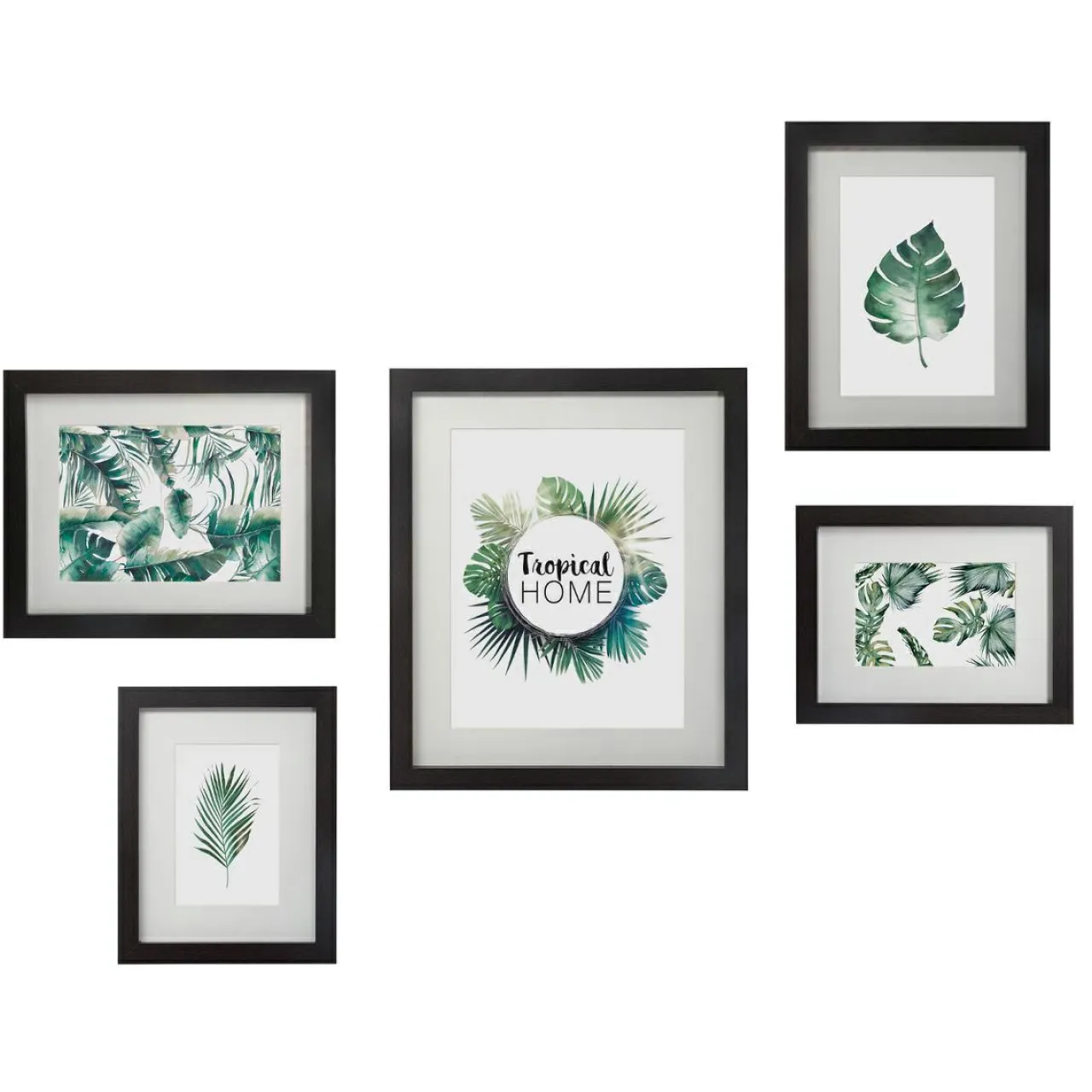Toile, Cadre, Déco Murale|ATMOSPHERA Lot de 5 cadres Tropical Noir