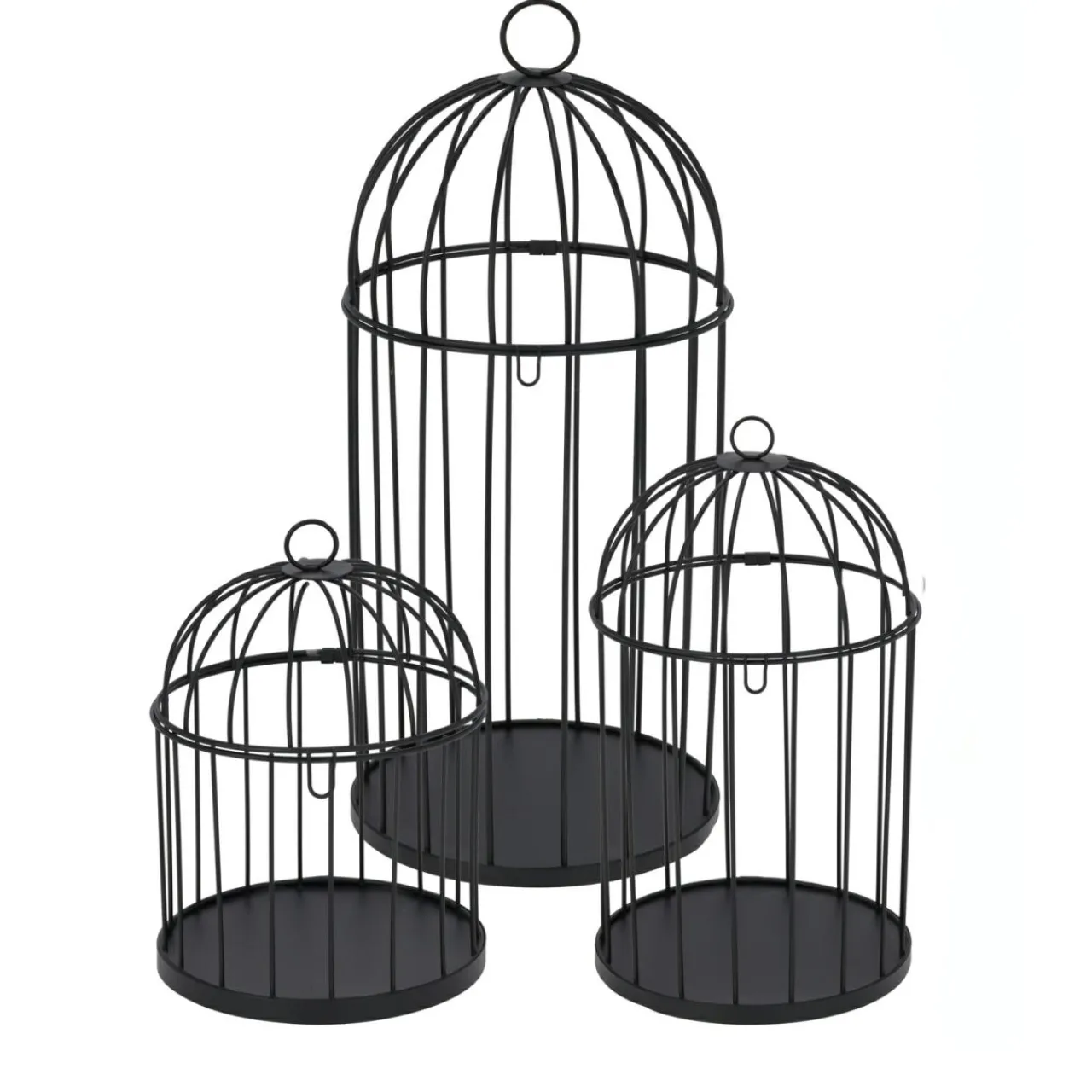 Déco Et Objet De Noël|KOOPMAN Lot de 3 cages à oiseaux (H41 cm) Christmas Chic Noir