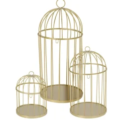 Déco Et Objet De Noël|KOOPMAN Lot de 3 cages à oiseaux (H41 cm) Christmas Chic Dé Or