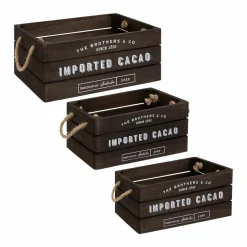 Panier Et Organisateur|ATMOSPHERA Lot de 3 cagettes bois Denys Marron