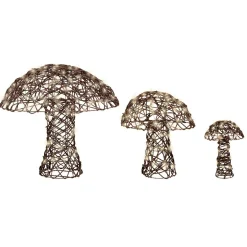 Déco Et Objet De Noël|Déco Et Objet Lumineux|KAEMINGK Lot de 3 champignons lumineux 260 Micro LED (H45 cm) Résine tressée Brun/Blanc chaud Marron