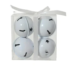 Décoration De Sapin|KAEMINGK Lot de 4 clochettes en métal (D11 cm) Christmas Nova Blanc
