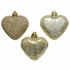 Décoration De Sapin|KAEMINGK Lot de 6 coeurs de Noël à suspendre (H6 cm) Alpine Perle