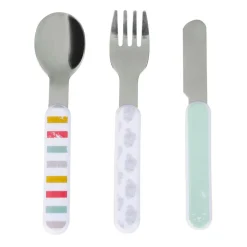 Jouet, Cadeau De Naissance|Objet Déco Enfant|OSTARIA Lot de 3 couverts bébé plastique et inox Josy Multicolore