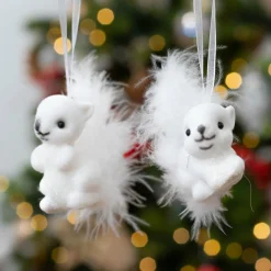 Décoration De Sapin|KAEMINGK Lot de 2 écureuils à suspendre (H6 cm) Pilou Blanc