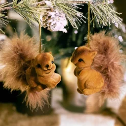 Décoration De Sapin|KAEMINGK Lot de 2 écureuils à  suspendre (H6 cm) Sciurius Marron