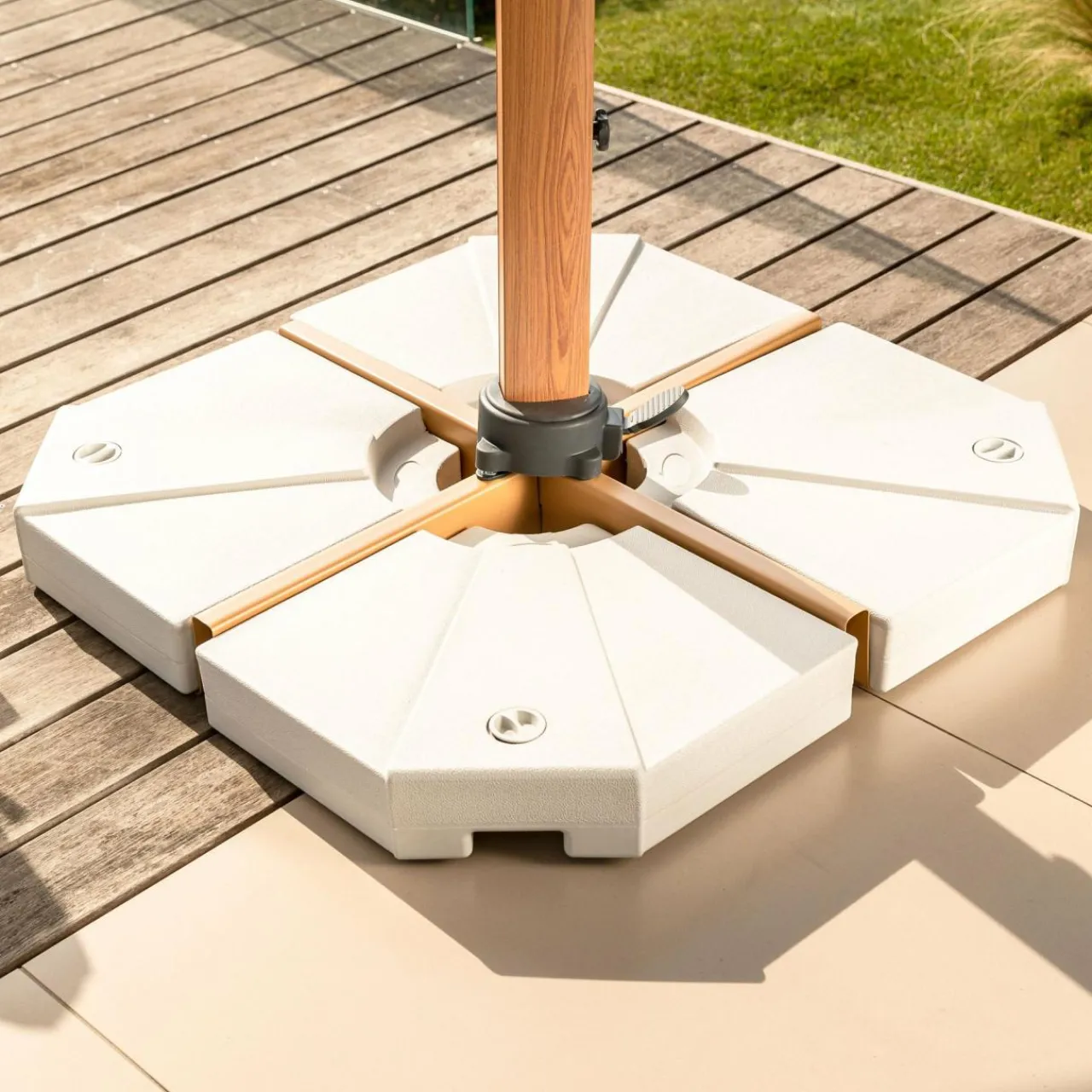 Pied Et Accessoires|MOBELLIA Lot de 4 dalles pour Parasol déporté 20L hes Blanc