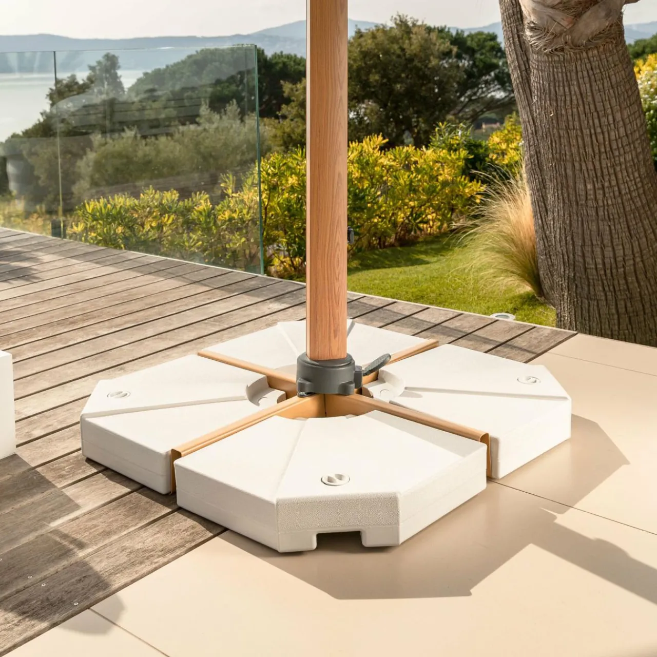 Pied Et Accessoires|MOBELLIA Lot de 4 dalles pour Parasol déporté 20L hes Blanc