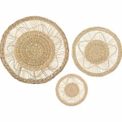 Toile, Cadre, Déco Murale|ATMOSPHERA Lot de 3 décorations murales roseau (D20-30-45 cm) Seagrass Naturel