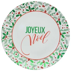Vaisselle De Noël|FEERIC LIGHTS Lot de 12 dessous d'assiette (D33 cm) Houx de Noël Vert