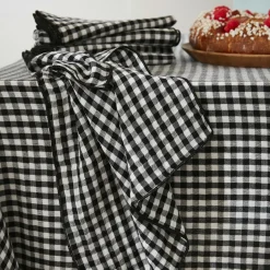 Accessoire Cuisine|EMINZA Lot de 2 essuie-main gaze de coton (50 x 70 cm) Gaïa vichy e Noir