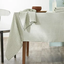 Accessoire Cuisine|EMINZA Lot de 2 essuie-main gaze de coton (50 x 70 cm) Gaïa vichy Vert Eucalyptus