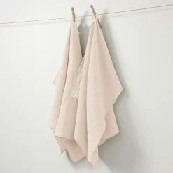 Accessoire Cuisine|EMINZA Lot de 2 essuie-mains gaze de coton (70 cm) Gaïa Rose poudré