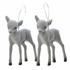 Décoration De Sapin|KAEMINGK Lot de 2 faons à suspendre (H10 cm) Anton Gris