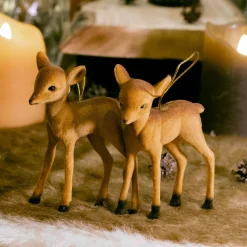 Décoration De Sapin|KAEMINGK Lot de 2 faons à suspendre (H7 cm) Pauly Chocolat