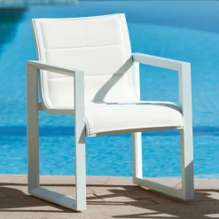Chaise De Jardin|MOBELLIA Lot de 2 fauteuils de jardin en aluminium Elba Blanc