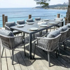 Chaise De Jardin|MOBELLIA Lot de 2 fauteuils de jardin en aluminium Amalfi Gris Anthracite