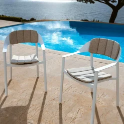 Chaise De Jardin|MOBELLIA Lot de 2 fauteuils de jardin aluminium Monte Carlo Blanc