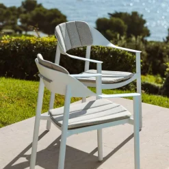 Chaise De Jardin|MOBELLIA Lot de 2 fauteuils de jardin aluminium Monte Carlo Blanc
