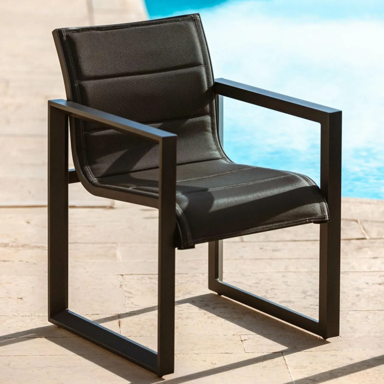 Chaise De Jardin|MOBELLIA Lot de 2 fauteuils de jardin en aluminium Elba Gris Anthracite