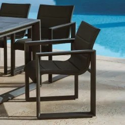 Chaise De Jardin|MOBELLIA Lot de 2 fauteuils de jardin en aluminium Elba Gris Anthracite