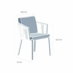 Chaise De Jardin|MOBELLIA Lot de 2 fauteuils de jardin en aluminium Amalfi et taupe Blanc
