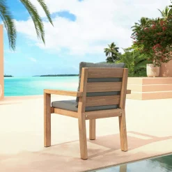 Chaise De Jardin|MOBELLIA Lot de 2 fauteuils de jardin empilables en bois d'acacia Bornéo Gris Anthracite