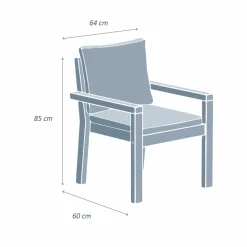 Chaise De Jardin|MOBELLIA Lot de 2 fauteuils de jardin empilables en bois d'acacia Bornéo Gris Anthracite