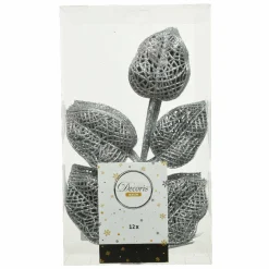 Décoration De Sapin|KAEMINGK Lot de 12 feuilles à suspendre (H36 cm) Alpine Argent