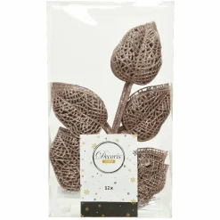 Décoration De Sapin|KAEMINGK Lot de 12 feuilles à suspendre (H36 cm) Alpine Rose poudré