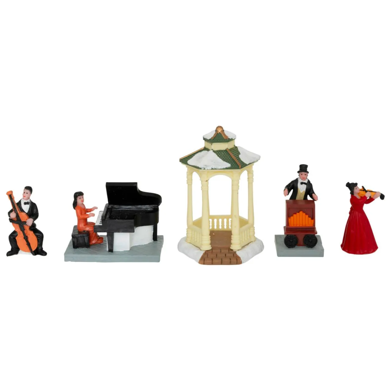 Personnage Et Accessoire Pour Village|JJA Lot de 5 figurines et accessoires pour village (H22 cm) Musique et kiosque Multicolore