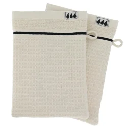 Linge De Bain|Gant De Toilette|TENDANCE Lot de 2 gants de toilette coton nid d'abeille (15 x 21 cm) Japandi Beige