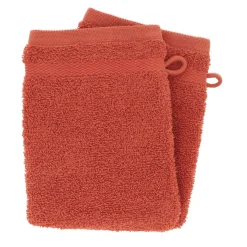 Linge De Bain|Gant De Toilette|TENDANCE Lot de 2 gants de toilette coton (15 x 21 cm) Timeless Terracotta