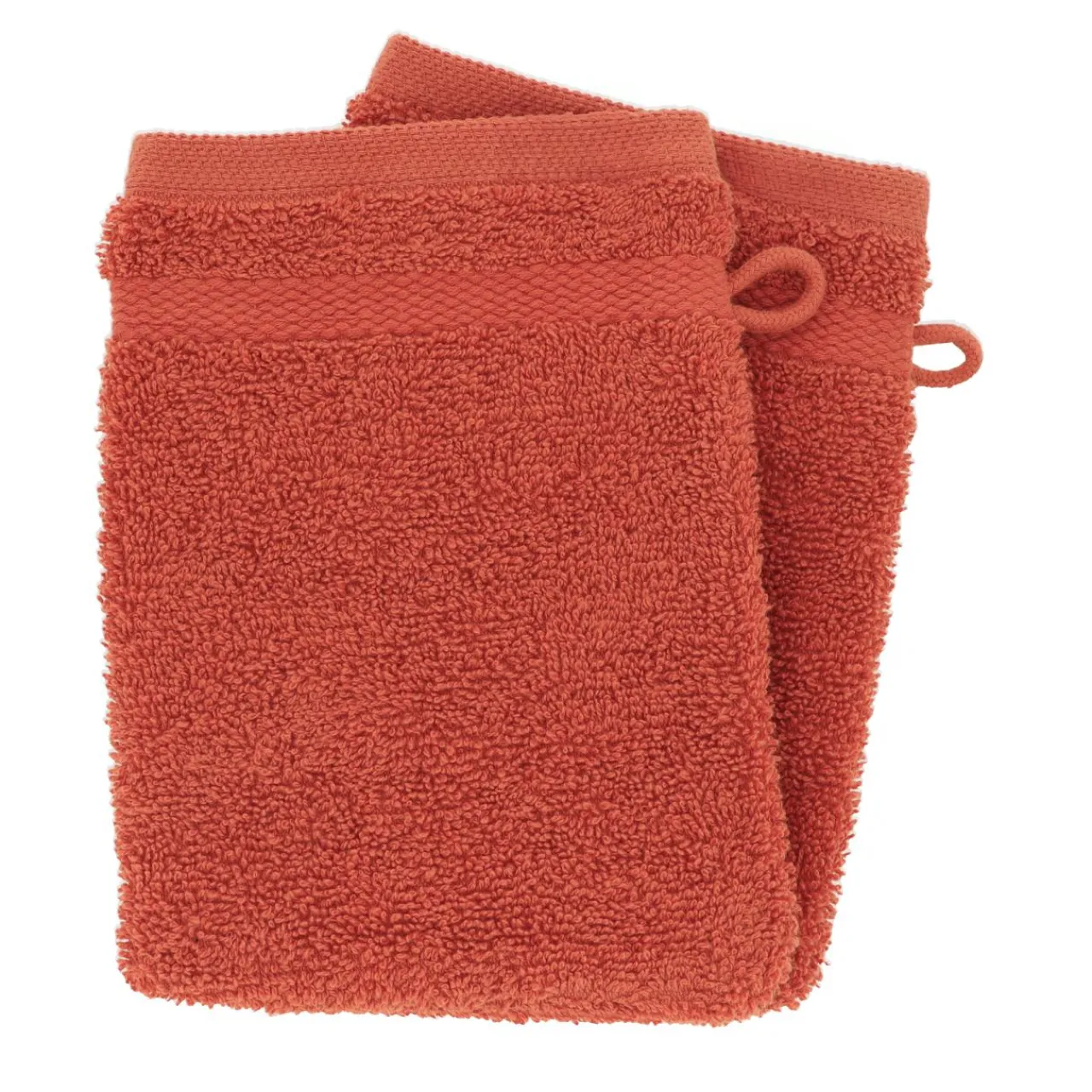 Linge De Bain|Gant De Toilette|TENDANCE Lot de 2 gants de toilette coton (15 x 21 cm) Timeless Terracotta