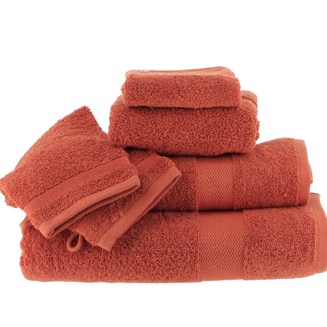 Linge De Bain|Gant De Toilette|TENDANCE Lot de 2 gants de toilette coton (15 x 21 cm) Timeless Terracotta