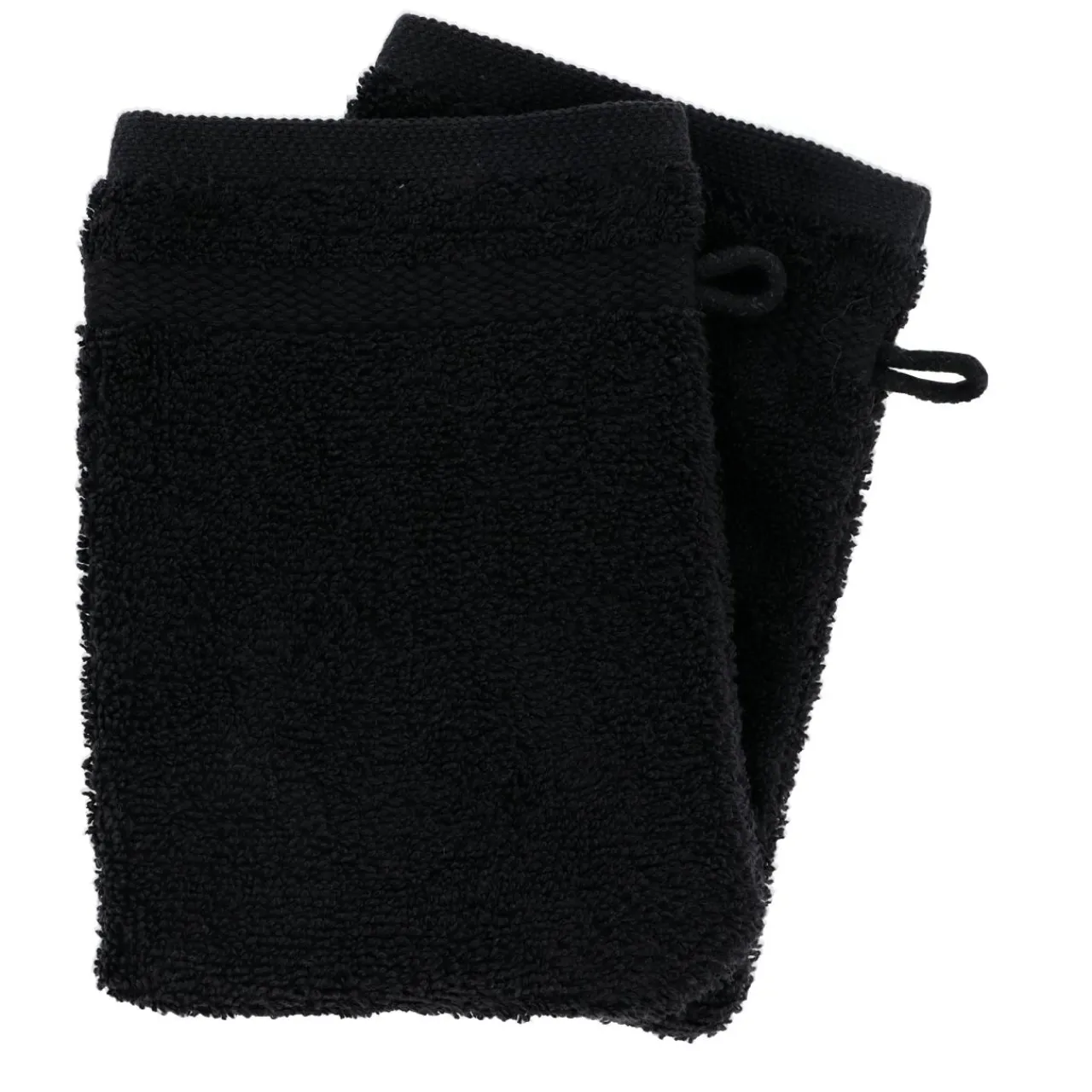 Linge De Bain|Gant De Toilette|TENDANCE Lot de 2 gants de toilette coton (15 x 21 cm) Timeless Noir