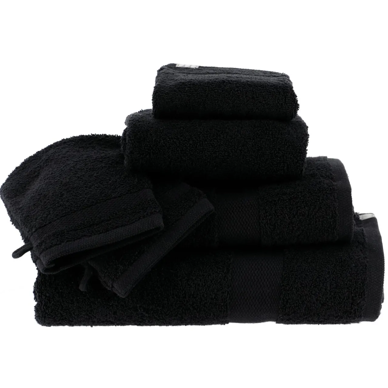 Linge De Bain|Gant De Toilette|TENDANCE Lot de 2 gants de toilette coton (15 x 21 cm) Timeless Noir