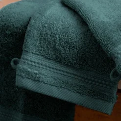 Linge De Bain|Gant De Toilette|EMINZA Lot de 2 gants de toilette coton bio (15 x 21 cm) Méline Vert émeraude