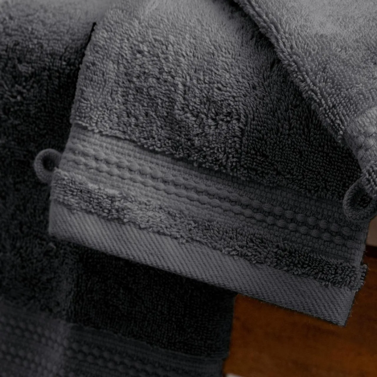 Linge De Bain|Gant De Toilette|EMINZA Lot de 2 gants de toilette coton bio (15 x 21 cm) Méline Gris orage Gris foncé