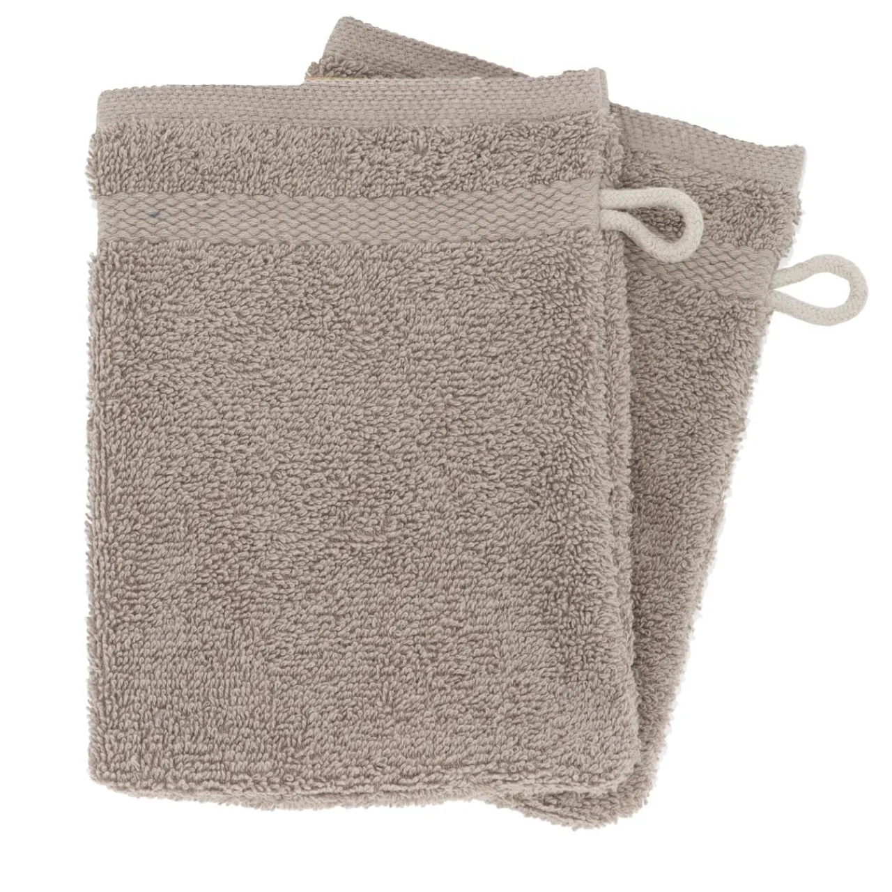 Linge De Bain|Gant De Toilette|TENDANCE Lot de 2 gants de toilette coton (15 x 21 cm) Timeless Taupe
