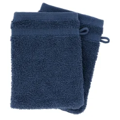 Linge De Bain|Gant De Toilette|TENDANCE Lot de 2 gants de toilette coton (15 x 21 cm) Timeless Bleu marine
