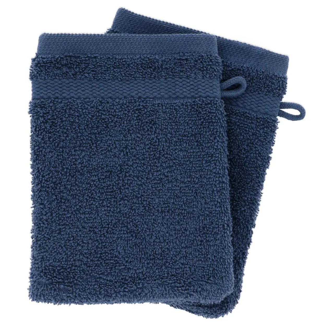 Linge De Bain|Gant De Toilette|TENDANCE Lot de 2 gants de toilette coton (15 x 21 cm) Timeless Bleu marine