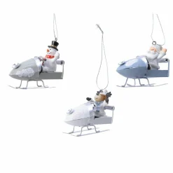 Décoration De Sapin|KAEMINGK Lot de 3 hélico à suspendre (H7 cm) Personnages Multicolore Blanc