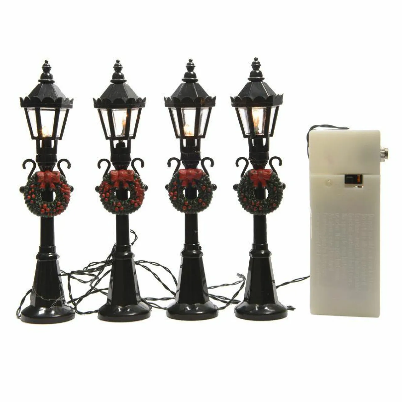 Personnage Et Accessoire Pour Village|KAEMINGK Lot de 4 lampadaires illuminés (H12 cm) pour aménager un village