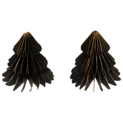 Déco De Table|JJA Lot de 2 minis Sapins décoratifs (H6 cm) Papier magnétique Noir